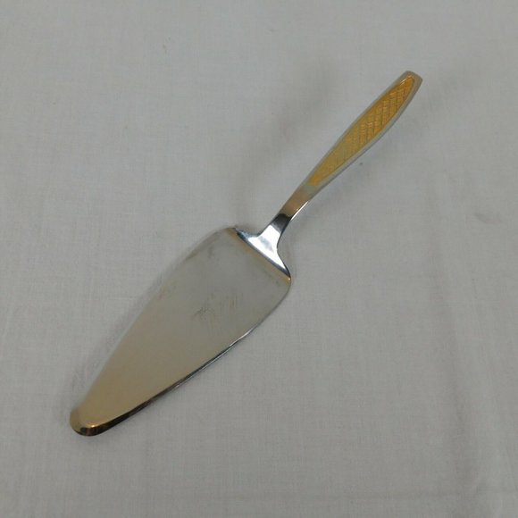 Dessert Cake Pie Server INOX 18/8 Stainless Steel Gold Colored Crosshatch Handle - Picture 1 of 5